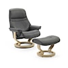 Stressless by Ekornes Sunrise Medium Chair & Ottoman with Classic Base