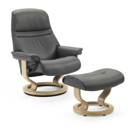 Medium Chair & Ottoman with Classic Base