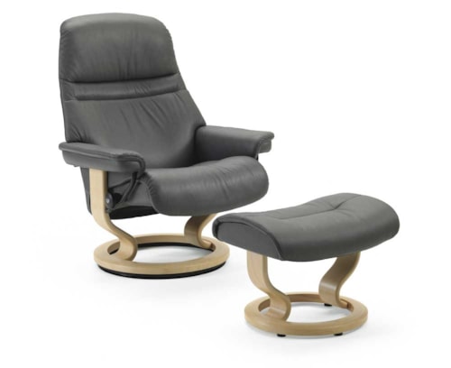 Medium Reclining Chair & Ottoman with Classic Base