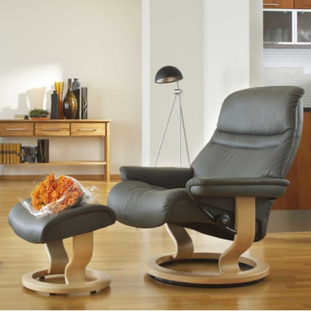 Medium Chair &amp; Ottoman with Classic Base