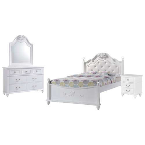 4pc Full Panel Bed, Dresser, Mirror & Nightstand