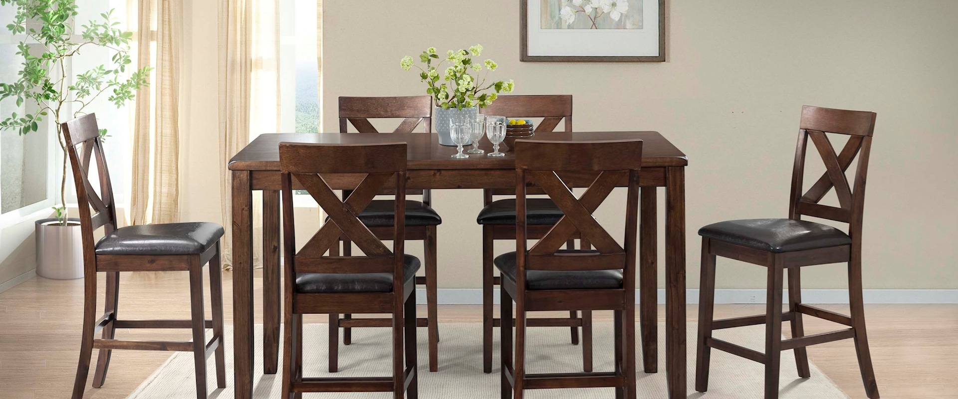 Transitional Counter Height 7-Piece Dining Set