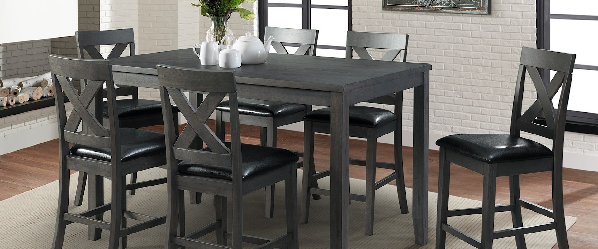 Transitional Counter Height 7-Piece Dining Set