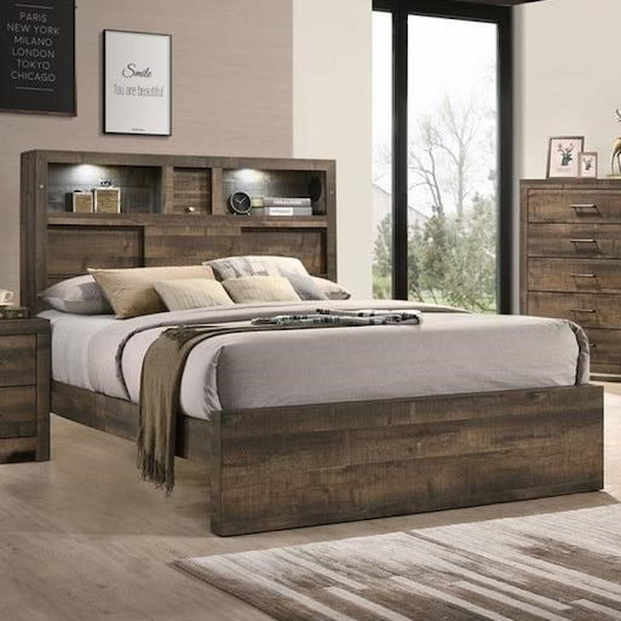 Elements International Bailey Music BAILEY DRIFT FINISH QUEEN BED |