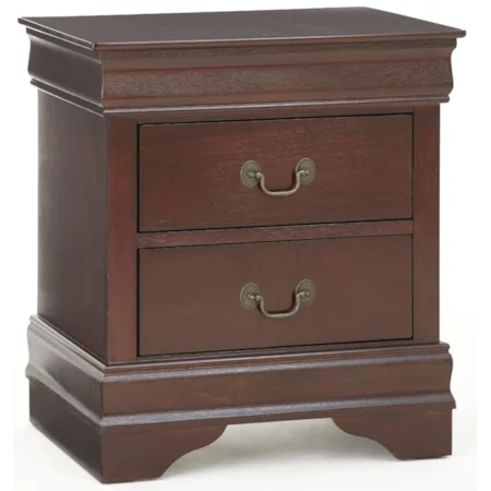 2 Drawer Nightstand with Corner Block Feet