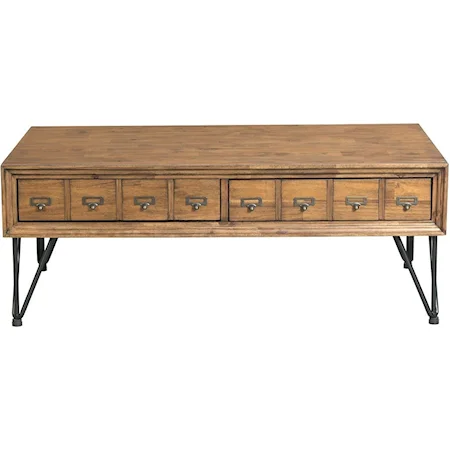 Rectangular 2-Drawer Coffee Table with Metal Legs