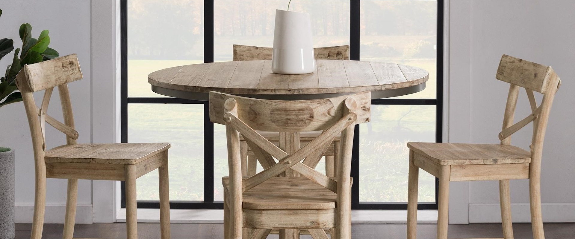 Rustic Round Counter Height 5-Piece Dining Set