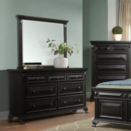 Dresser and Mirror Set