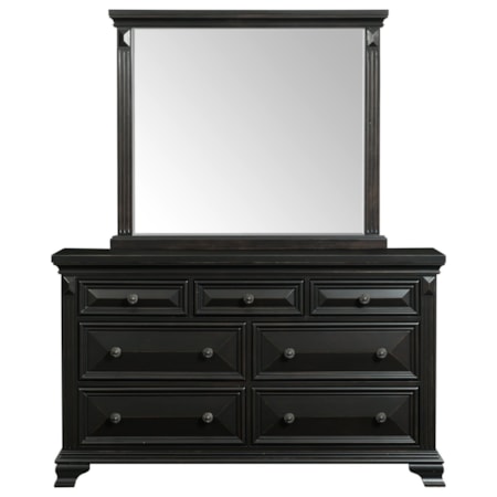 Dresser and Mirror Set