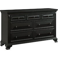 Traditional 7-Drawer Dresser with Fluted Pilasters