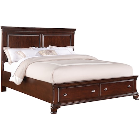 Traditional King Bed with Footboard Storage
