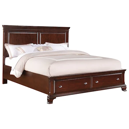 Traditional Queen Bed with Footboard Storage