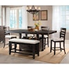 Elements International Colorado Counter Height Dining Set with Bench