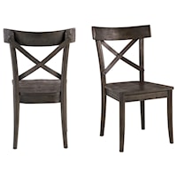 Rustic Dining Side Chair with X-Back Design
