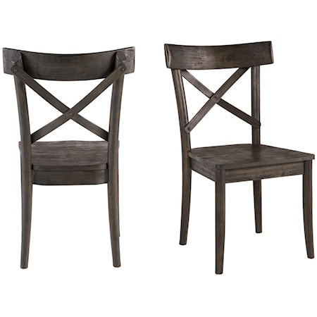 Rustic Dining Side Chair with X-Back Design