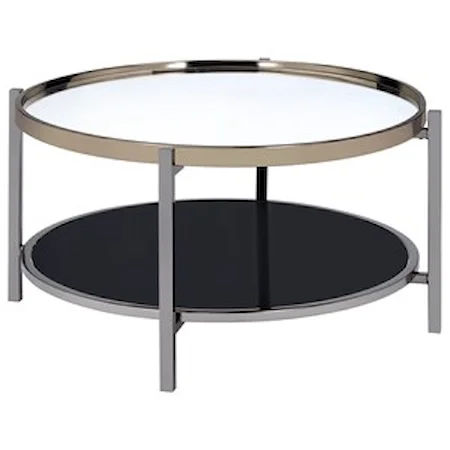 Contemporary Round Coffee Table with Glass Top