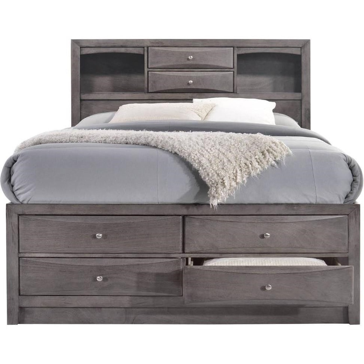 Elements International Emily EMILY GREY KING STORAGE BED |