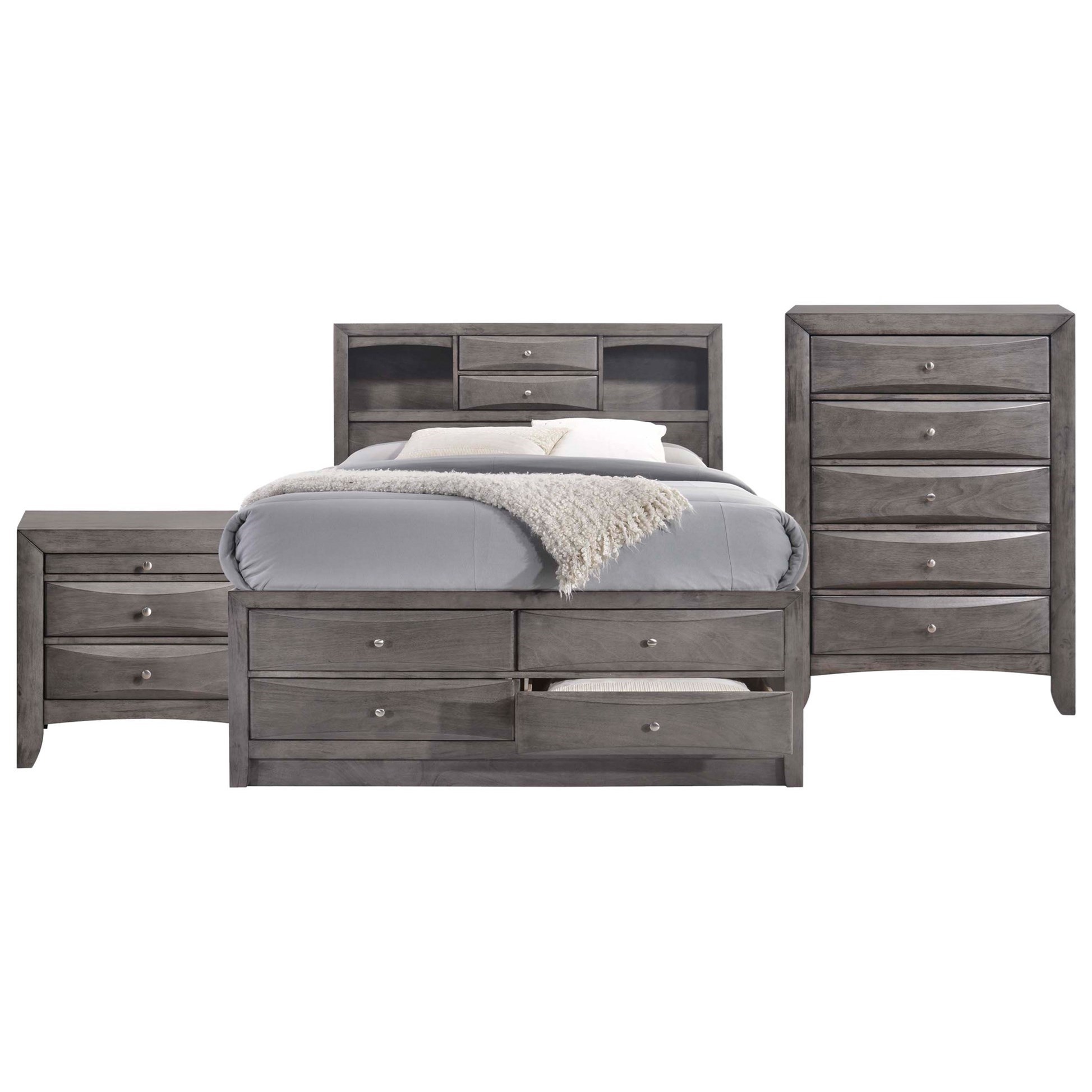 Elements Emily EG170KB Transitional King Bed with Dovetail Drawers