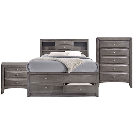 Elements Emily Grey King Storage Bed in Gray EG170KB