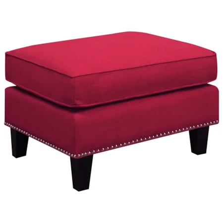 Transitional Ottoman with Nailhead Trim