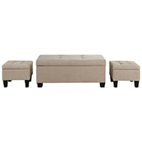 Contemporary 3-Pack Storage Ottoman