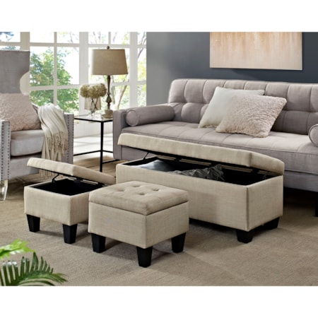 3-Pack Storage Ottoman