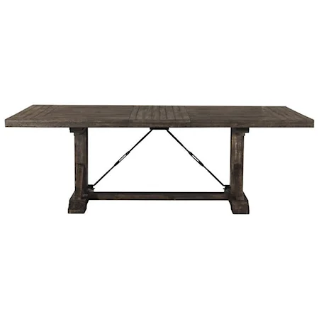 Rustic Trestle Dining Table with Removable 18" Leaf