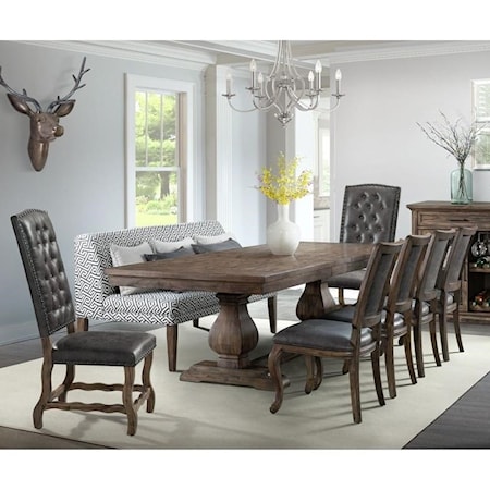8-Piece Table and Chair Set with Bench