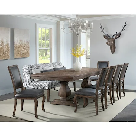 8-Piece Table and Chair Set with Bench