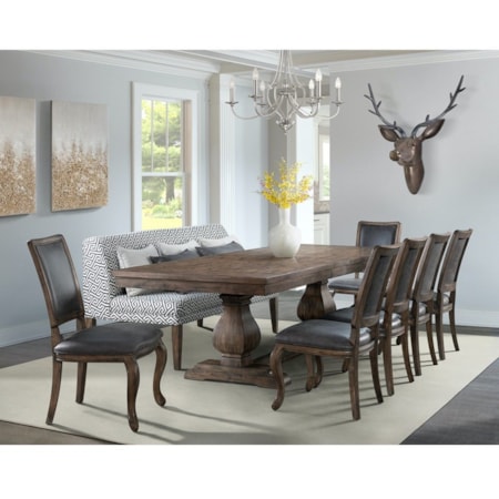 8-Piece Table and Chair Set with Bench