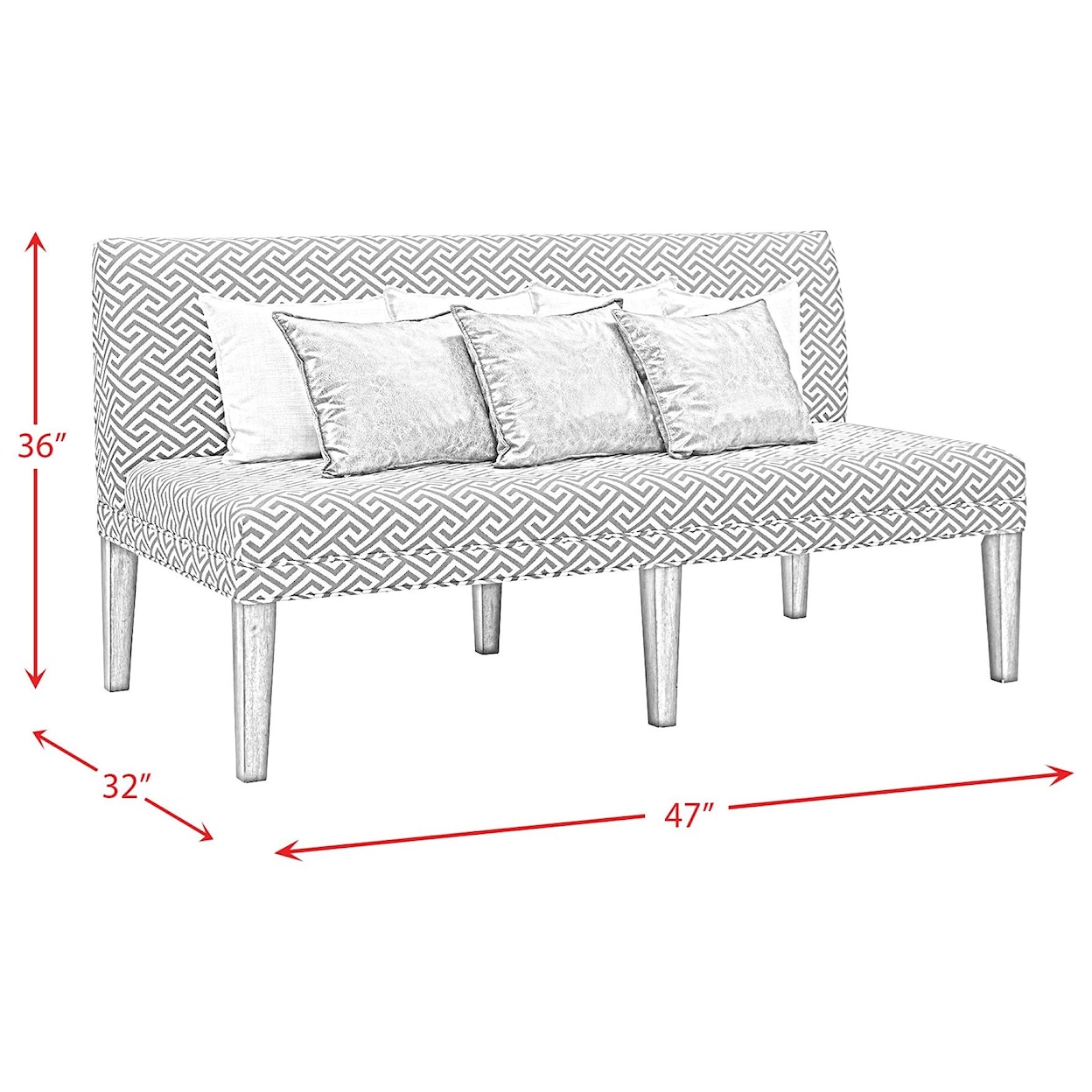 Elements International Gramercy Upholstered Dining Settee