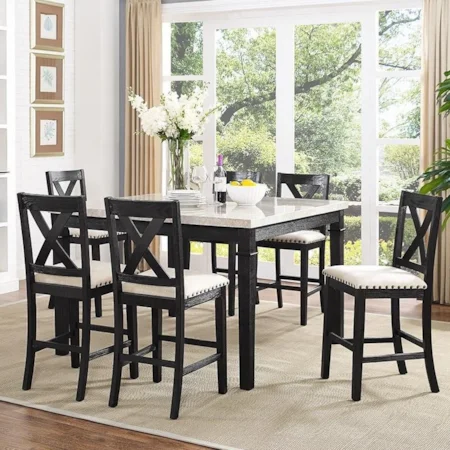 Counter Height Dining Set with X-Back Stools
