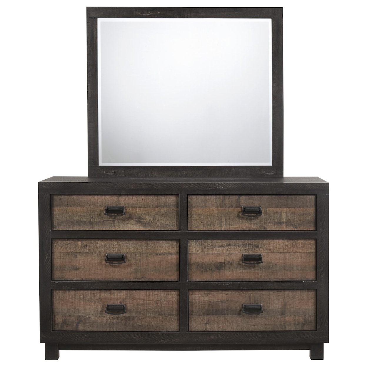 Elements International Harlington 6-Drawer Dresser w/ Mirror Set