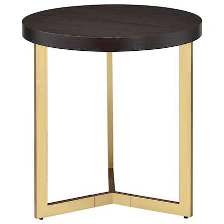 Contemporary Round End Table with Metal Base