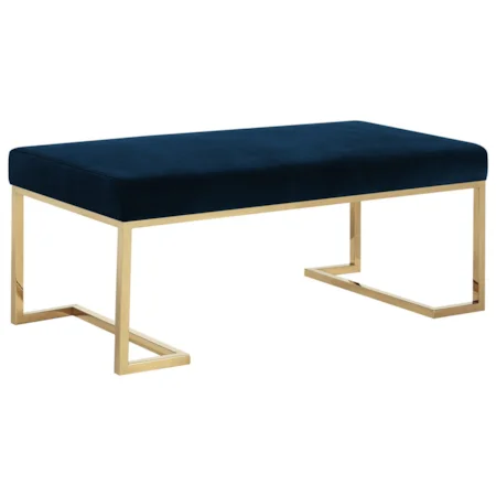 Mid-Century Modern Accent Bench with Metal Base