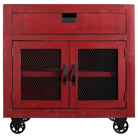 Industrial 2-Door Accent Chest with Casters