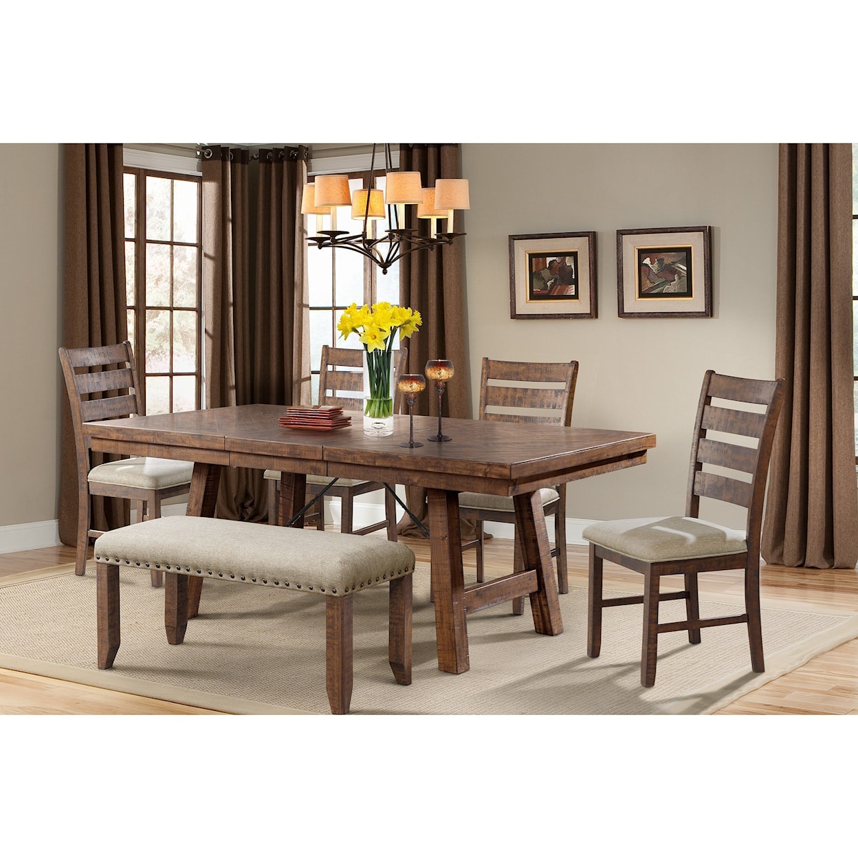 Elements Jax Dining Table and Chair Set with Bench