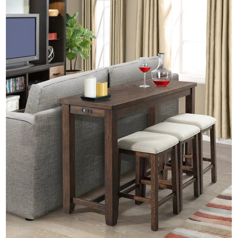 Elements Jax TJX100BTSP Rustic Bar Stool Set with AC and USB Outlets ...