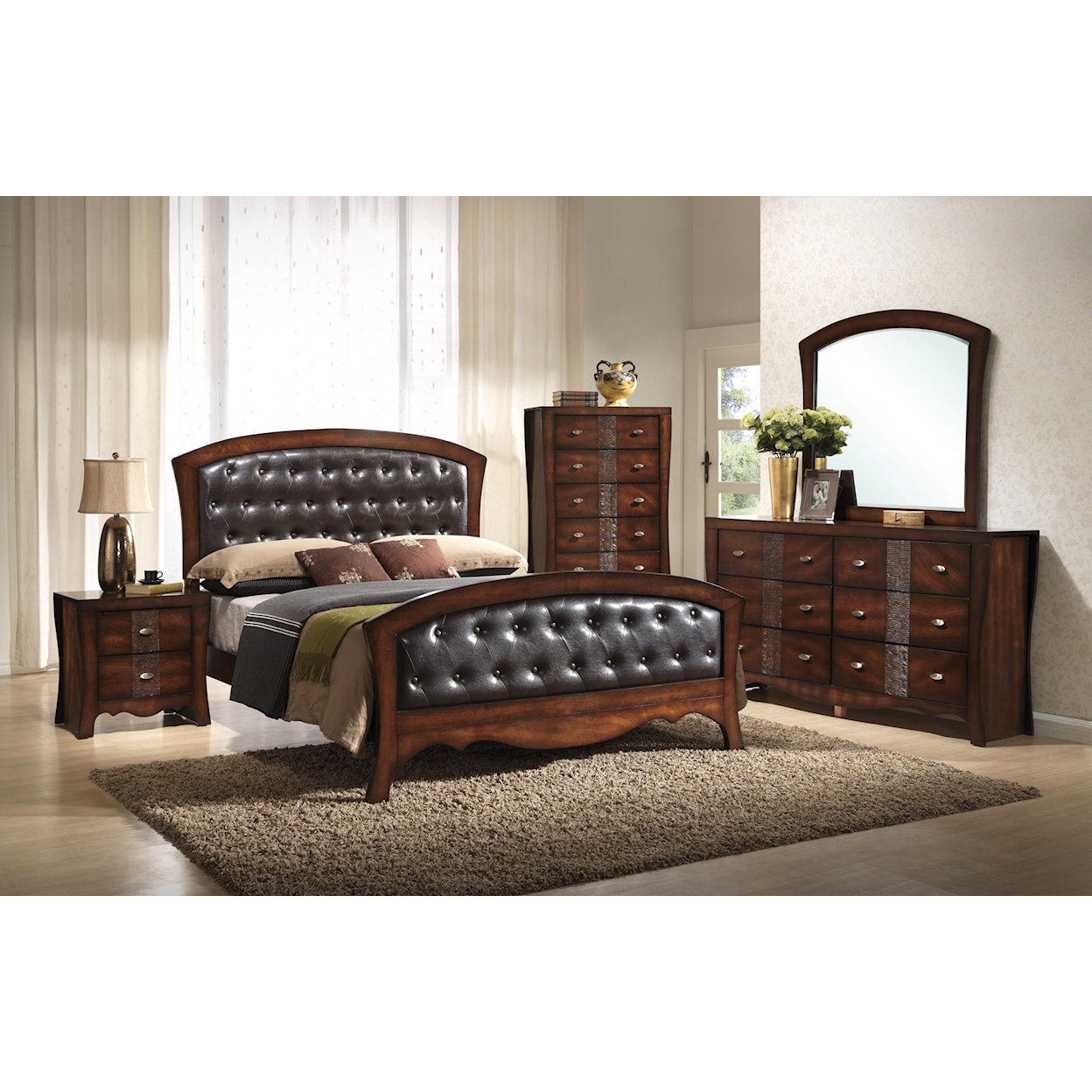 Elements International Jenny Queen Panel Bed