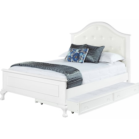 Full Upholstered Panel Bed with Trundle