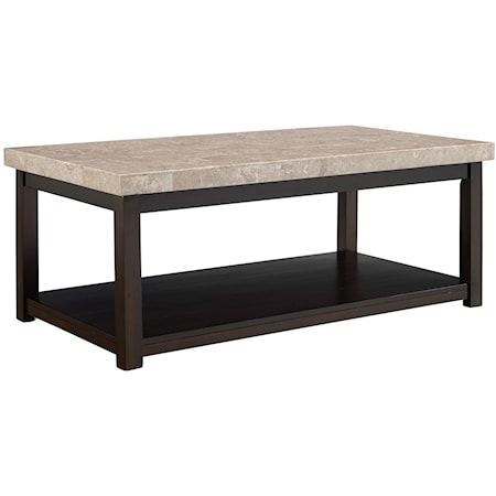 Transitional Coffee Table with Marble Top