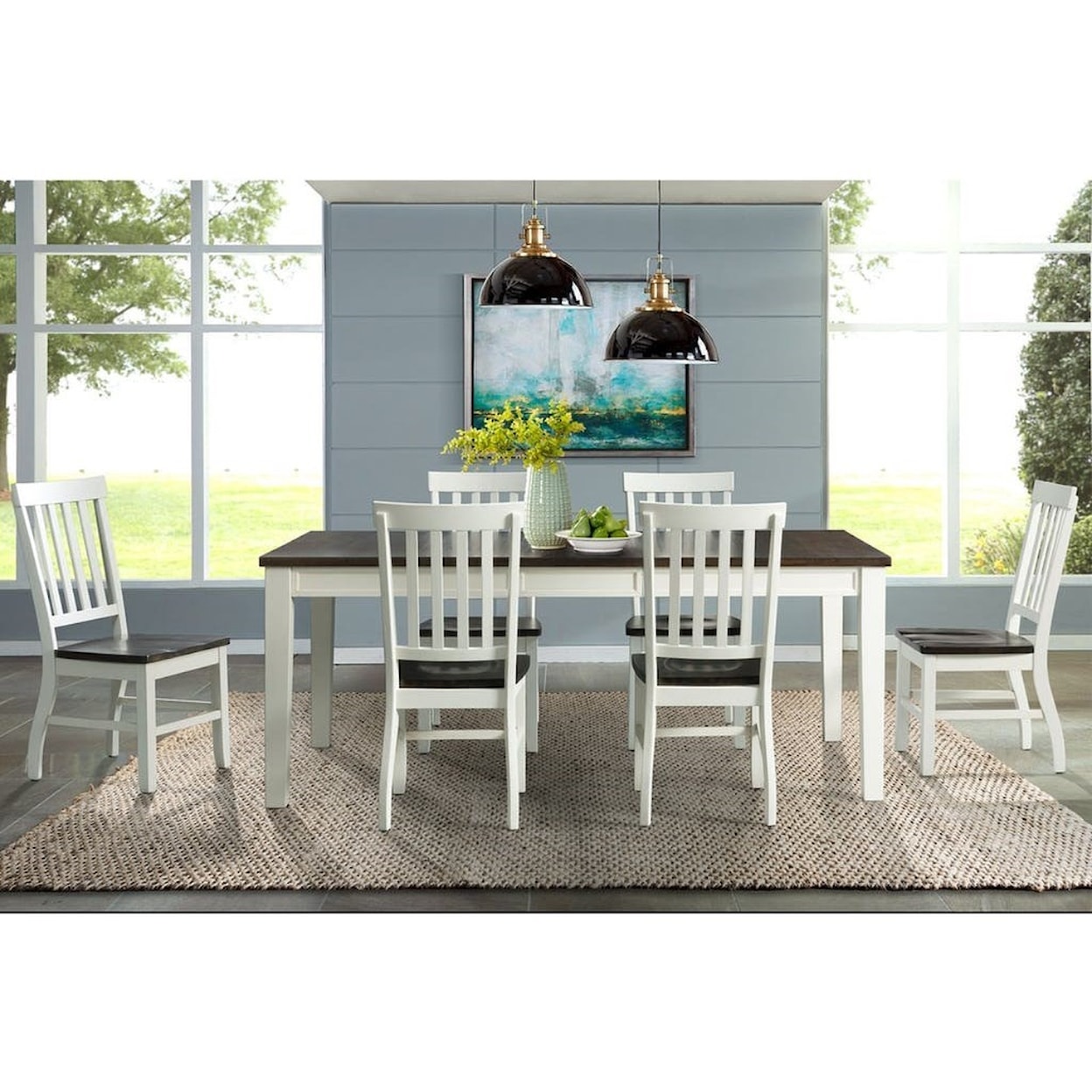 Elements International Kayla Two-Tone Rectangular Dining Table