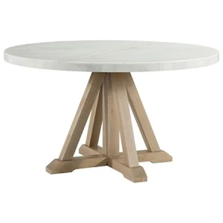 Round Dining Table with White Marble Top