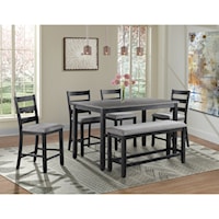 6-Piece Counter Height Dining Set with Bench