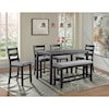 Elements Martin 6-Piece Counter Height Dining Set with Bench