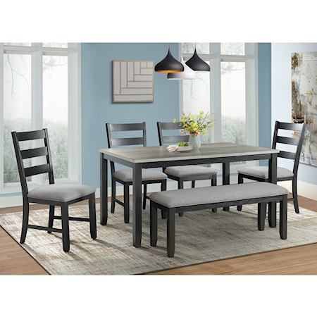Rustic Dining Table Set with Bench