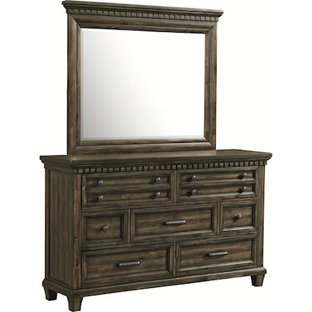 Traditional Dresser and Mirror Set