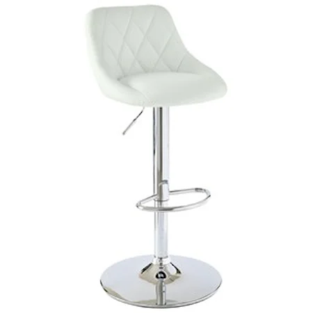 Contemporary Bar Stool with Adjustable Seat and Quilted Stitching 