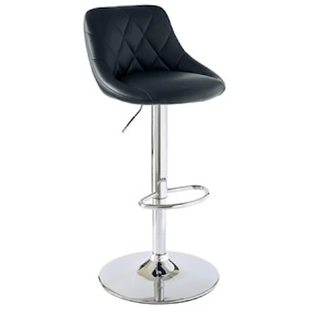 Contemporary Bar Stool with Adjustable Seat and Quilted Stitching 