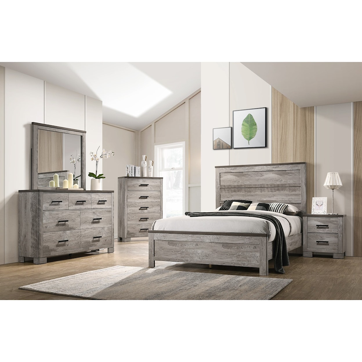 Elements International Millers Cove- King Panel Bed